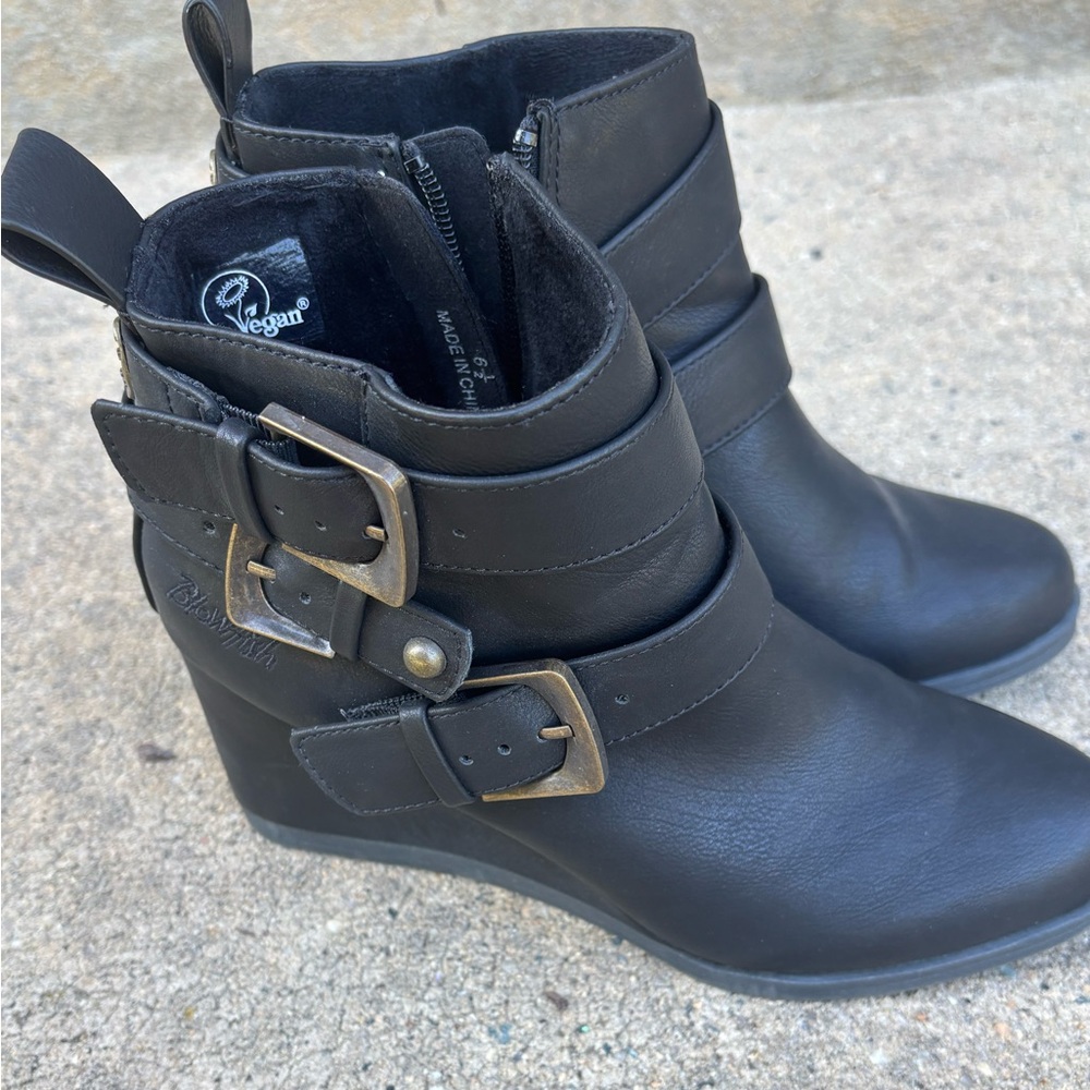 Blowfish Black Vegan Wedge Ankle Boots